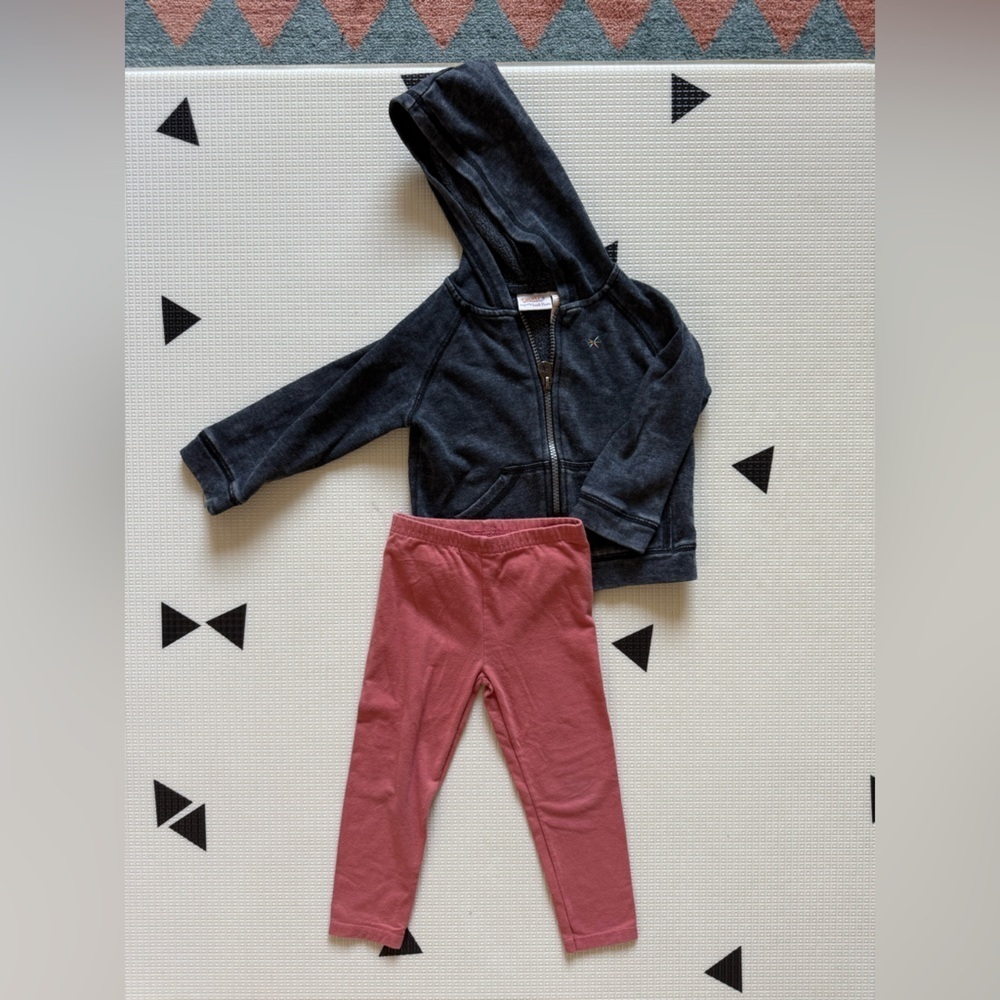 Garanimals|Baby girl,toddler fall outfit-gray full zip hoodie sweater & leggings